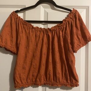 American Eagle Orange off the shoulder top